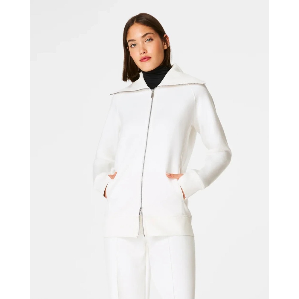 SPANX Air Essentials Luxe Full Zip Tunic Jacket Women Large Powder White 50933R